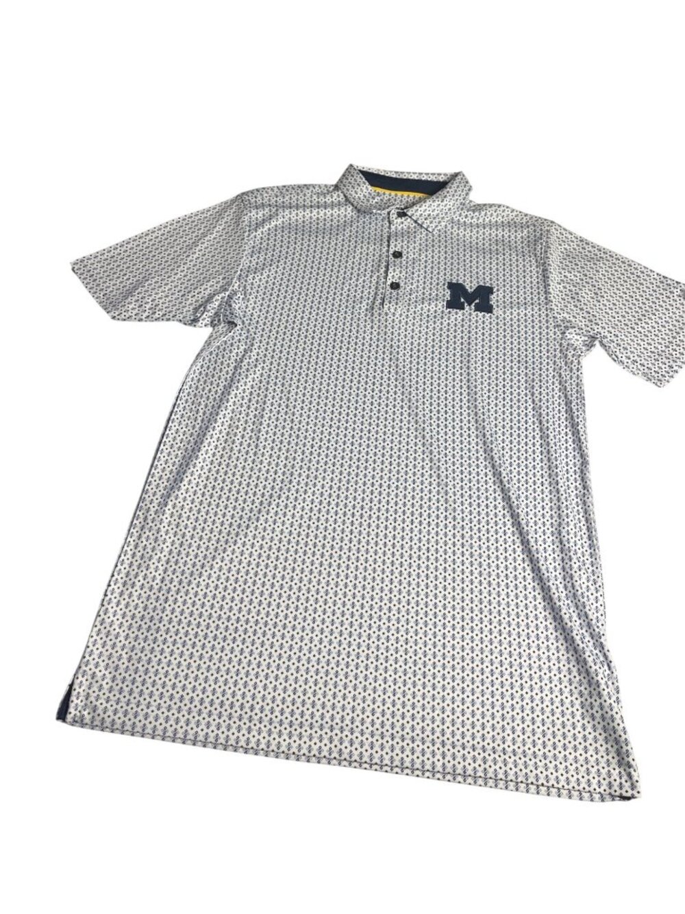 NWT-Colosseum Men’s Michigan University Polo Shirt M White & Blue Pattern S/S
